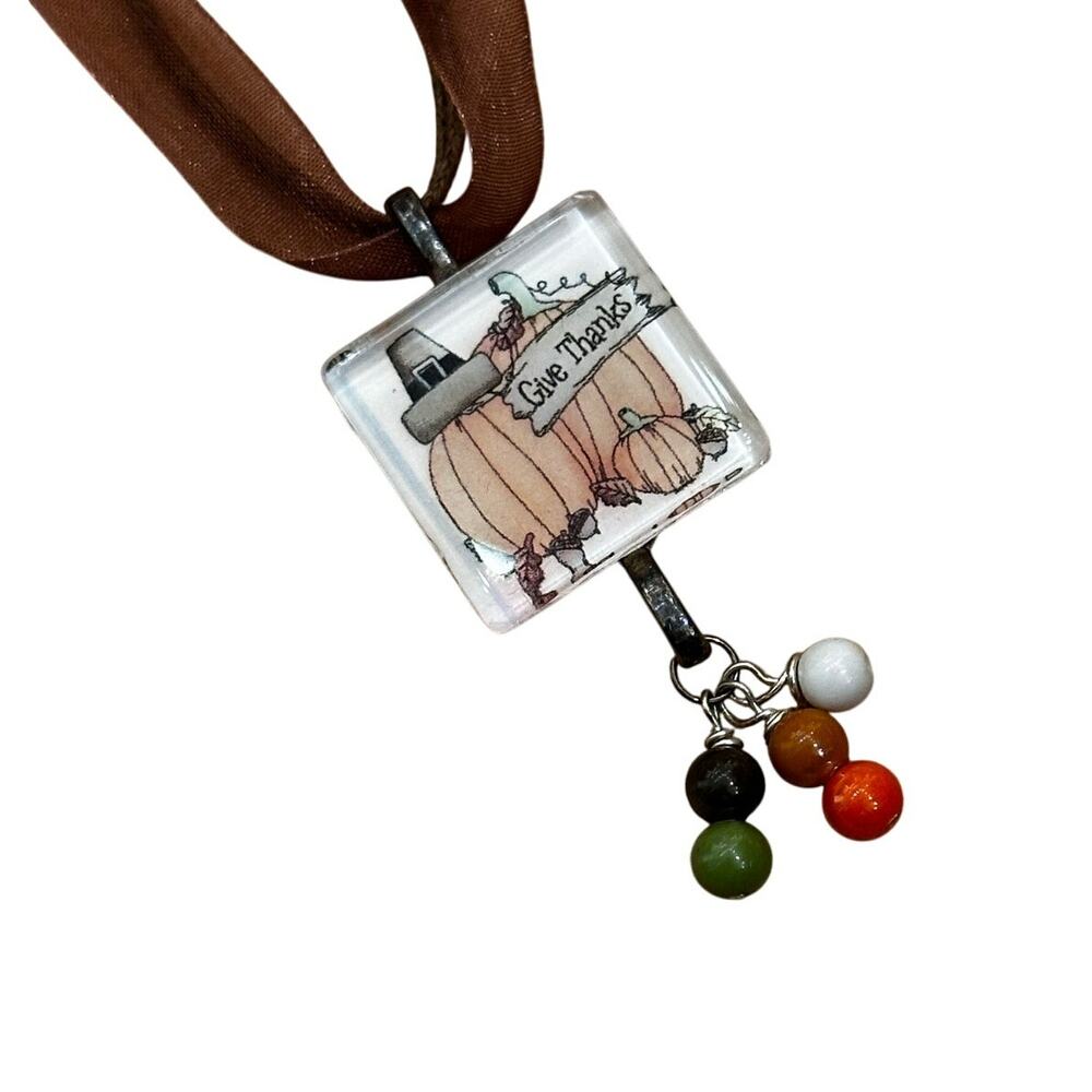 Adorable Ribbon Style Thanksgiving Necklace